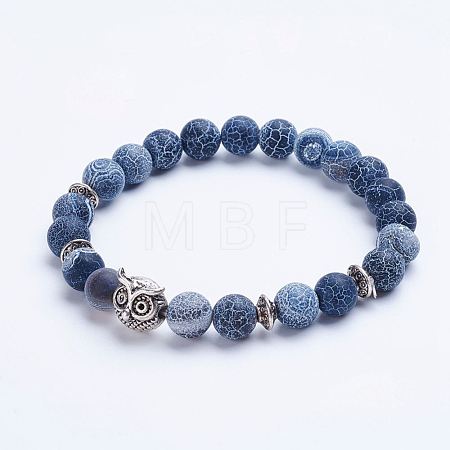 Natural Weathered Agate Beaded Stretch Bracelets X-BJEW-P072-K01-1