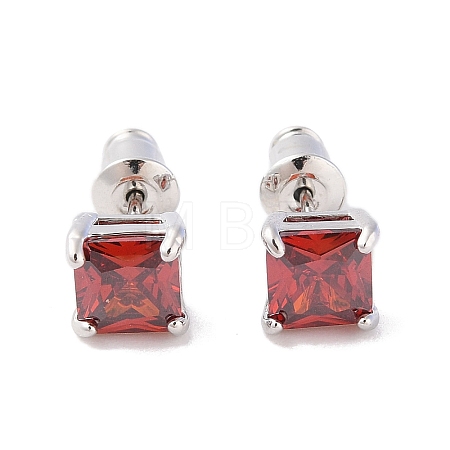 Rack Plating Brass Micro Pave Cubic Zirconia Stud Earrings EJEW-I304-01P-02-1