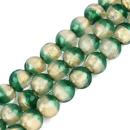 Handmade Lampwork with Gold Powder Beads Strands LAMP-N037-06A-03-1