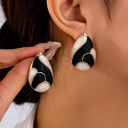 Zinc Alloy Enamel Stud Earrings FS-WG34E84-01-1