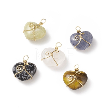 Natural Mixed Stone Pendants PALLOY-JF01858-1