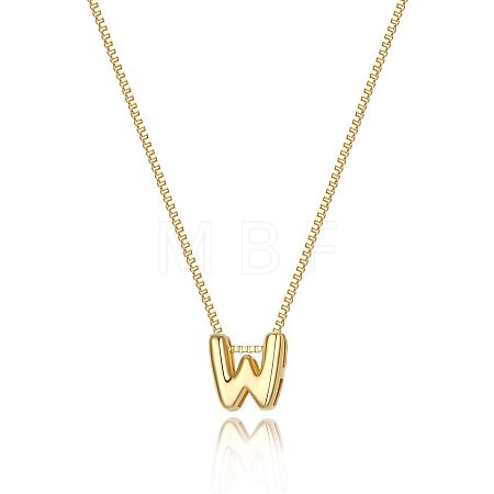 Brass Initial Pendant Box Chain Necklaces for Women FS-WG5C822-23-1