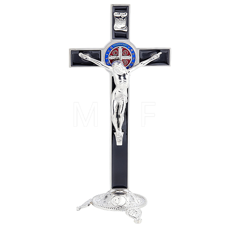 Alloy Enamel Saint Benedict Crucifix Display Decorations AJEW-WH0752-416A-1