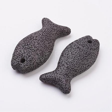 Natural Lava Rock Big Pendants G-K172-12B-1