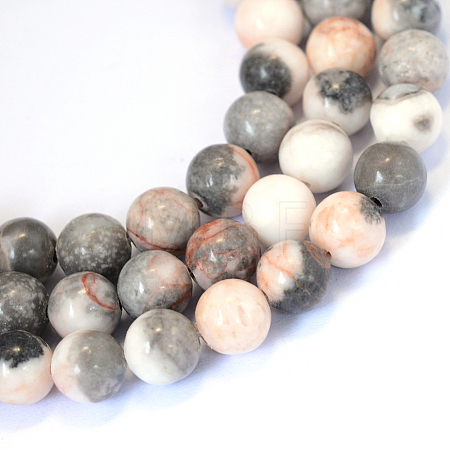 Natural Pink Zebra Jasper Round Bead Strands X-G-E334-4mm-11-1