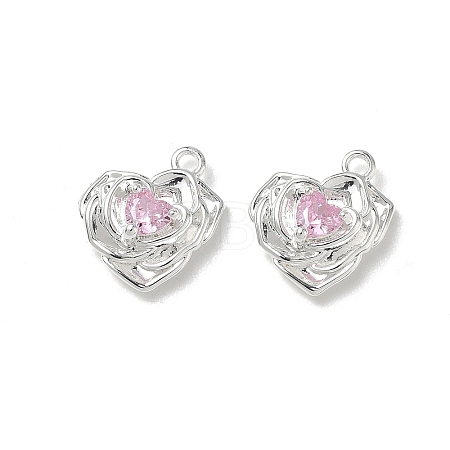 Valentine's Day Brass Micro Pave Cubic Zirconia Charms KK-P355-15S-02-1