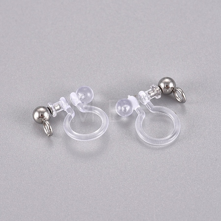 304 Stainless Steel and Plastic Clip-on Earring Findings STAS-G225-27P-1