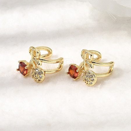 Cherry Brass Micro Pave Cubic Zirconia Cuff Earrings LS-EJEW-C186-13G-1