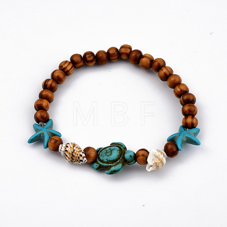 Round Wood Stretch Bracelets X-BJEW-JB03769-1