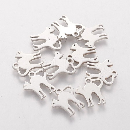 Tarnish Resistant 304 Stainless Steel Kitten Charms STAS-Q201-T155-1