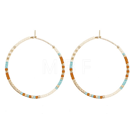 Handmade Glass Seed Beads Hoop Earrings HQ0649-4-1
