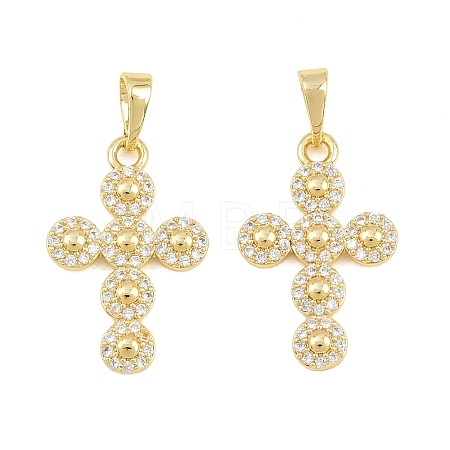 Brass Micro Pave Clear Cubic Zirconia Pendants CU-CBA48B8-01G-C-1