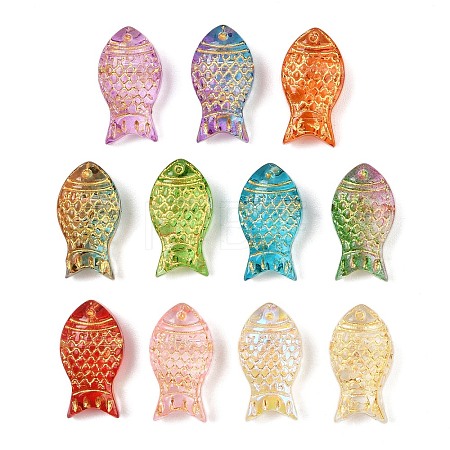 Baking Paint and Golden Metal Enlaced Glass Beads DGLA-T004-22M-1