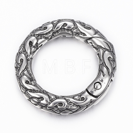 316 Surgical Stainless Steel Textured Spring Gate Rings STAS-K153-A-59AS-1