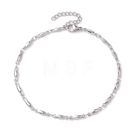 Non-Tarnish 304 Stainless Steel Bar Link Chain Anklets AJEW-AN00602-01-1