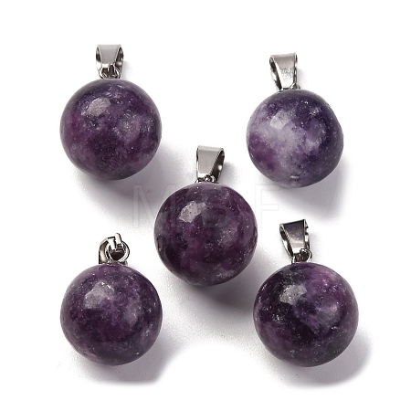 Round Natural Lepidolite Pendants G-Q434-20-1