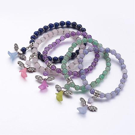 Natural Gemstone Beads Stretch Charm Bracelets BJEW-JB02592-1