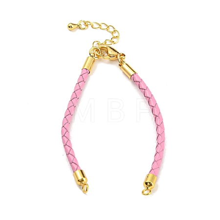 Leather Braided Cord Link Bracelets MAK-K022-01G-13-1