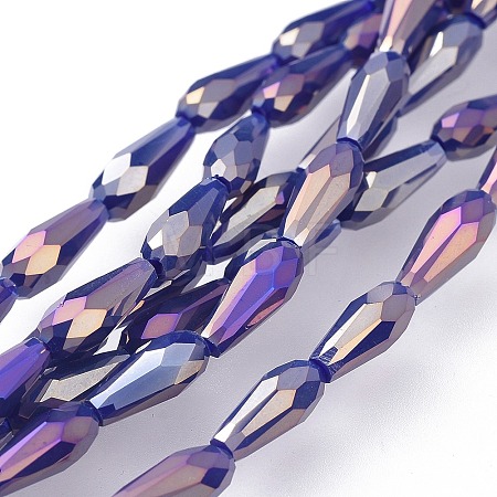 Electroplated Opaque Glass Beads Strands X-EGLA-L015-FR-B04-1