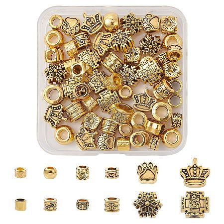 60Pcs 12 Style Tibetan Style Alloy European Beads FIND-FS0001-80-1
