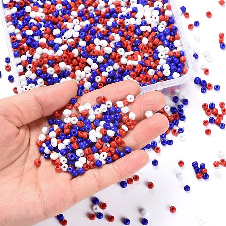 300G 6500pcs 3 Colors Independence Day Glass Seed Beads SEED-LS0001-01-1