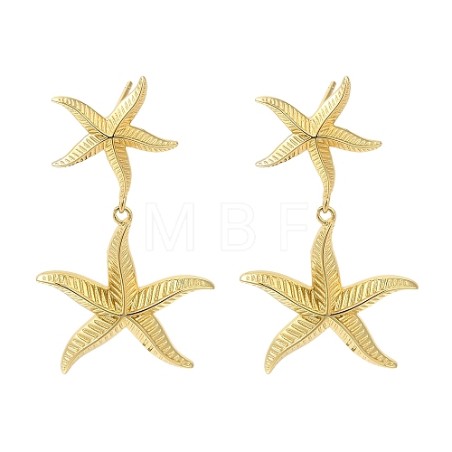 Rack Plating Starfish Brass Stud Earrings EJEW-H016-25G-1