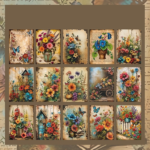 30Pcs 15 Styles Flower Theme Scrapbook Paper Pads Set PW-WG85866-01-1