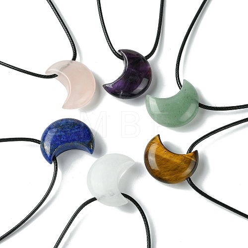 Natural & Synthetic Gemstone Pendant Necklaces NJEW-C046-04-1