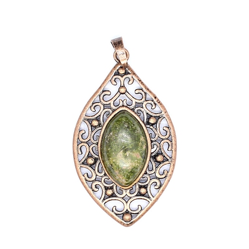 Retro Hollow Natural Unakite Pendants PW-WGEF371-03-1