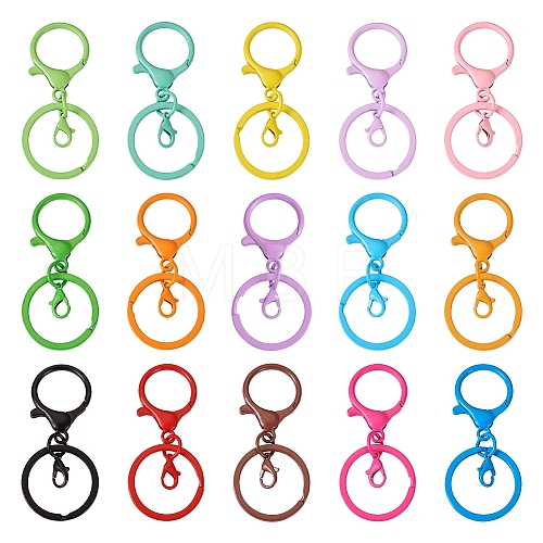  30Pcs 15 Colors Spray Painted Iron Key Rings DIY-TA0005-76-1