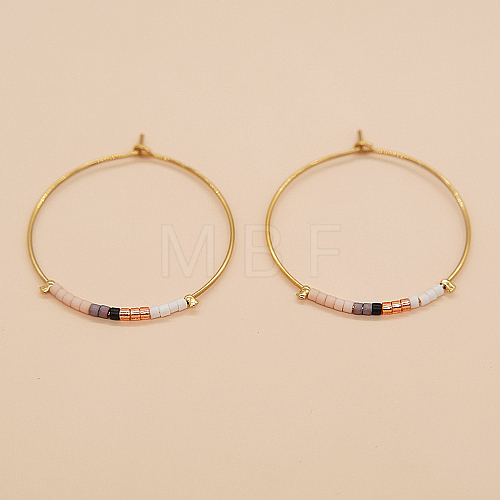 Glass Seed Beaded Hoop Earrings XS8443-5-1