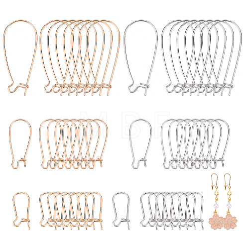48Pcs 6 Style Brass Hoop Earring Findings KK-BC0009-26-1