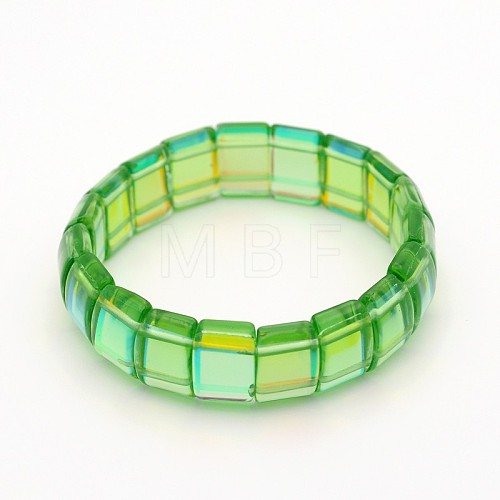 Rectangle Electroplate Glass Bead Stretch Bracelets BJEW-J126-A02-1