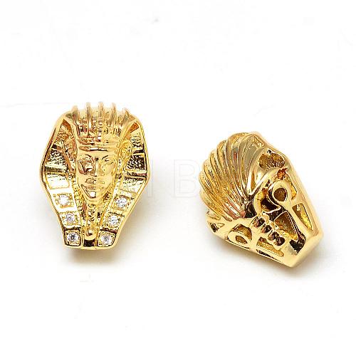 Rack Plating Brass Cubic Zirconia Beads ZIRC-S052-059G-1