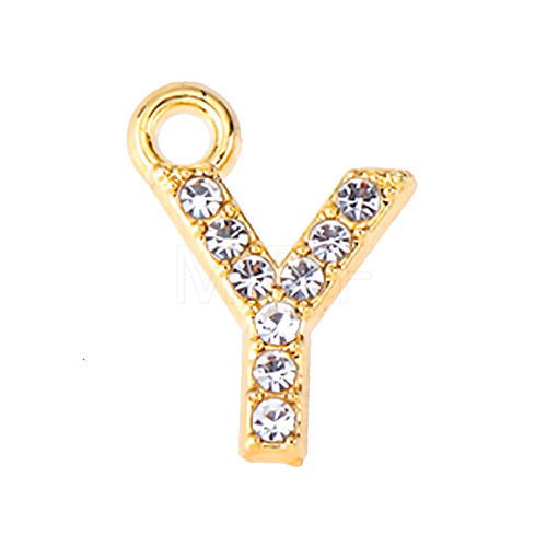 Golden Tone Alloy Rhinestone Pendants PW-WGCC773-25-1