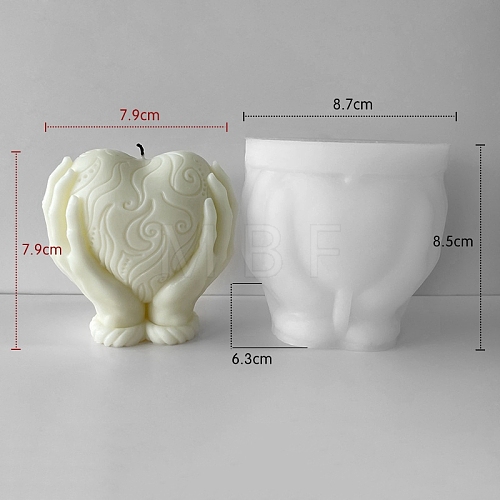Heart with Hand Silicone Candle Holder Statue Molds PW-WG37014-01-1