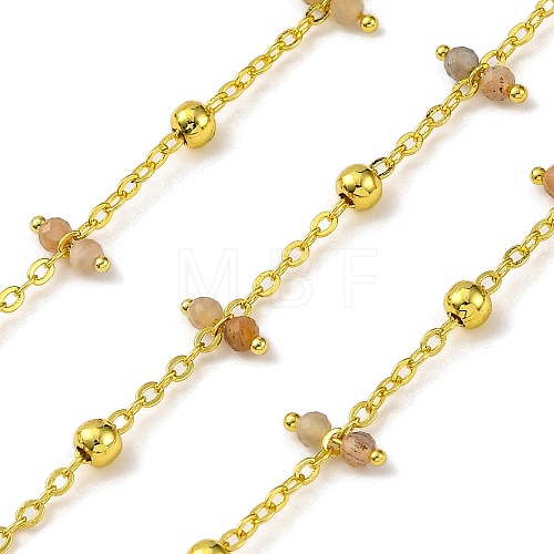 Handmade Faceted Natural Sunstone Beaded Chains CHC-L050-02G-05-1