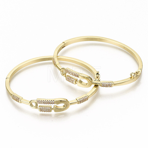 Brass Micro Pave Clear Cubic Zirconia Bangles BJEW-S142-013-NF-1