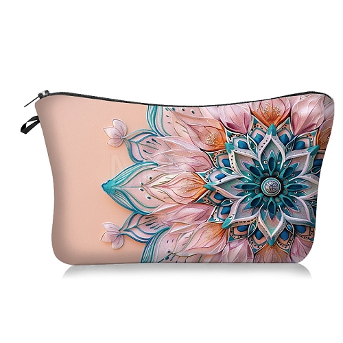 Flower Print Polyester Cosmetic Zipper Pouches PW-WG03F9B-04-1