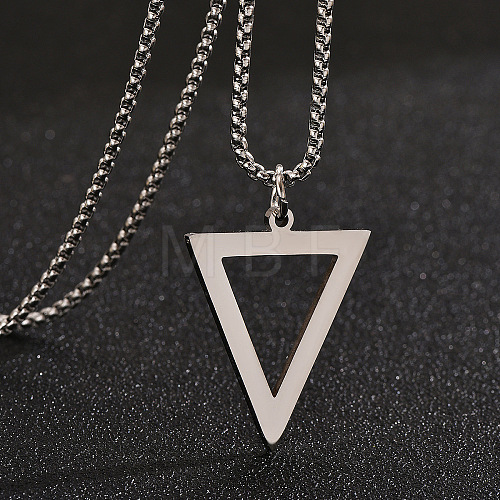 Inverted Triangle Stainless Steel Pendant Box Chain Necklaces for Men FS-WGF3CC6-02-1