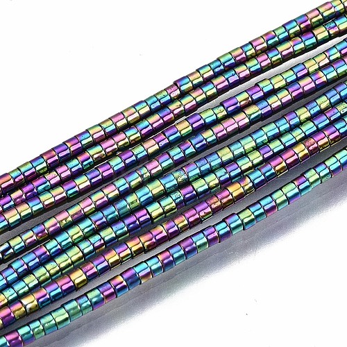 Rainbow Electroplate Non-magnetic Synthetic Hematite Beads Strands X-G-T114-57-M-1