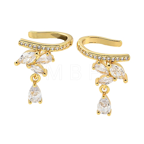 Rack Plating Brass Micro Pave Cubic Zirconia Cuff Earrings EJEW-H099-10G-1