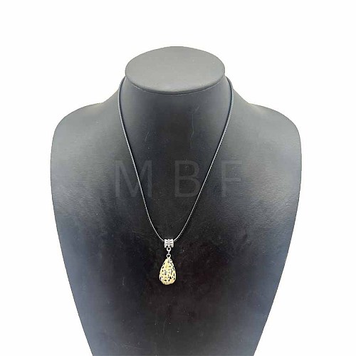 Natural Dalmatian Jasper Teardrop Pendant Necklaces SK1018-1-1