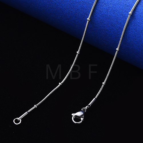 Non-Tarnish 304 Stainless Steel Round Snake Chain Necklace NJEW-S420-009C-P-1