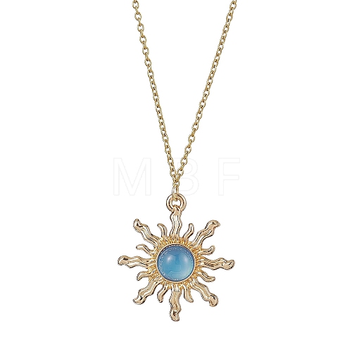 Alloy Resin Sun Pendant Necklaces NJEW-JN04816-1