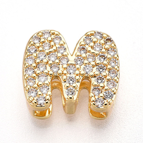 Brass Micro Pave Cubic Zirconia Charms KK-N254-217G-M-1