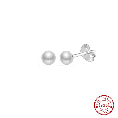 Round Natural Pearl Stud Earrings EJEW-G411-03B-P-1