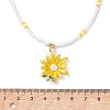 Summer Alloy Enamel Flower Pendant Glass Seed Beaded Necklaces for Women NJEW-MZ00151-01-4