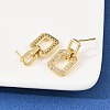 Brass Clear Cubic Zirconia Rectangle Dangle Stud Earrings EJEW-A156-01G-2