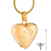 1Pc Stainless Steel Paw Print Heart Urn Ashes Pendant Necklaces NJEW-CN0001-15G-1